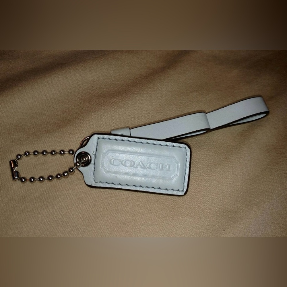 Coach Light Blue Leather Fob with accent